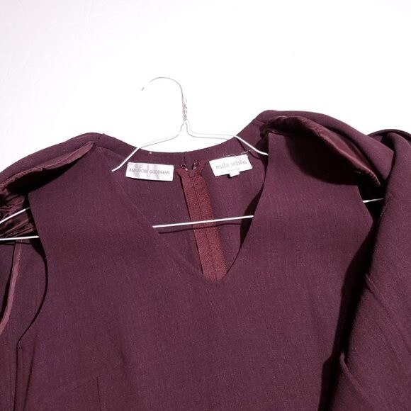 Vintage Mila Schon Faux Fur Cuff Open Blazer Jacket Women's Size 8 40 Red Italy - Picture 9 of 12